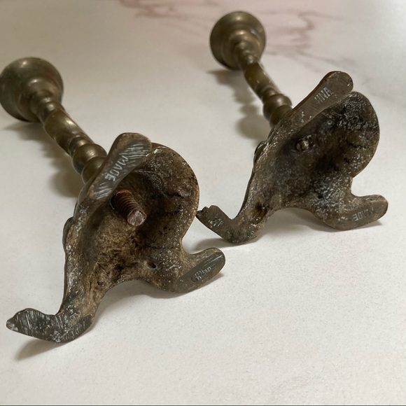 Vintage Brass Korean Turtle Candlesticks - Picture 6 of 7